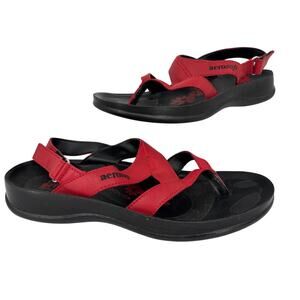 Aerosoft Deke Thong Sandals Size EU 39 Red Faux Leather Toe Post Sling Back